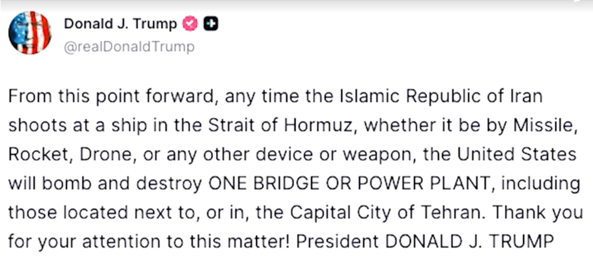 Trump intensifica ameaças ao Irão após incidentes no Estreito de Ormuz